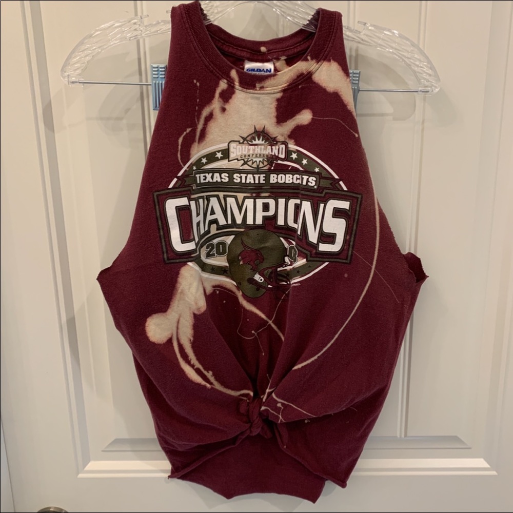 Tx college crop top cutoff shirt